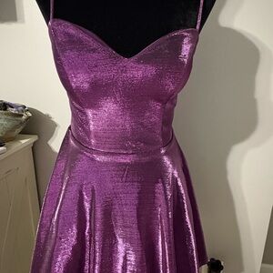 City Vibes Size 3 Elegant Metallic Purple Mini Dress